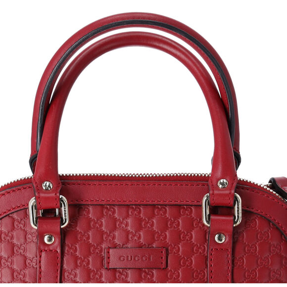 GUCCI Guccissima Micro GG Small Dome Handbag 449654 Red Leather - Picture 2 of 8